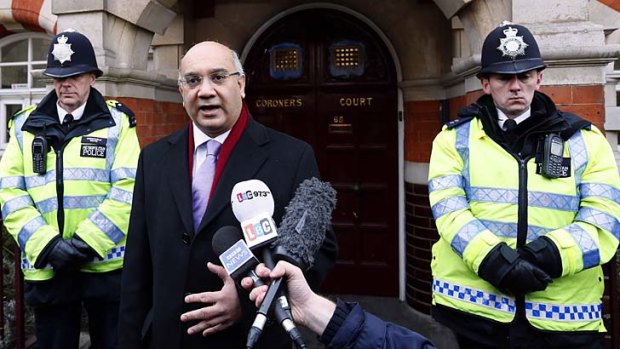 MP Keith Vaz addresses the media on behalf of the Saldanha family outside Westminster Coroner's Court.