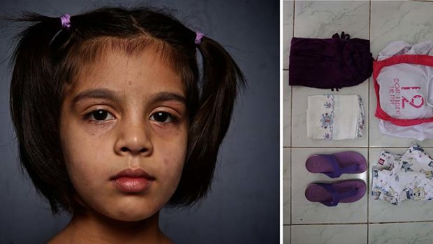 Asylum seeker Muskan Amini, 7, from Afghanistan, who is living in the Indonesian town of Cisarua.