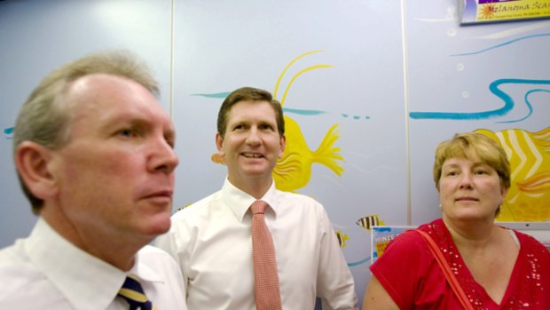 Mark McArdle with Lawrence Springborg...under fire.