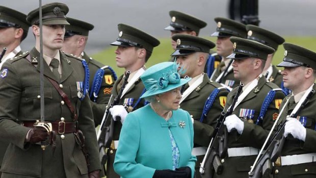 Emerald Isle...the Queen greeted on her arrival in Ireland yesterday.