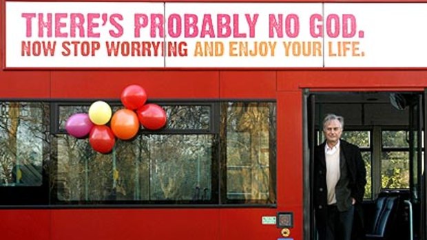 Author Richard Dawkins, who wrote The God Delusion, lends his support as the London bus atheism advertising campaign is launched.
