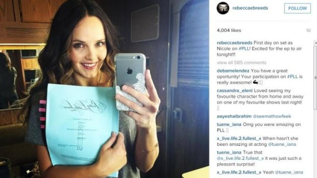 Rebecca Breeds announcing the role on Instagram.