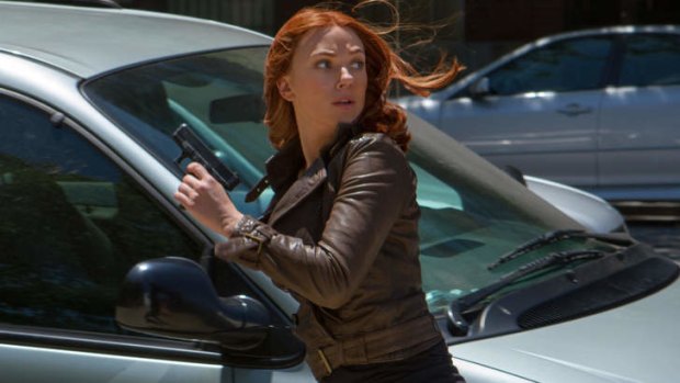 Black Widow (Scarlett Johansson) joins the fight in <i>Captain America: The Winter Soldier</i>.