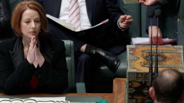 Standoff ... Julia Gillard and Tony Abbott.