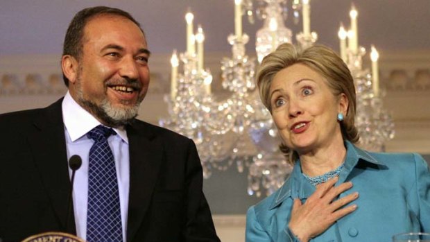 US Secretary of State Hillary Clinton and Israel's Foreign Minister Avigdor Lieberman.