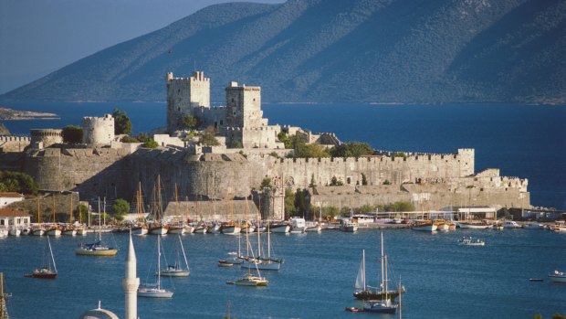 Ancient castle and harbor, Bodrum, on the Aegean coast of Turkey.