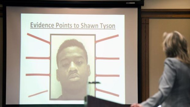 Prosecutor shows jurors a slide outlining the state's evidence against Shawn Tyson.
