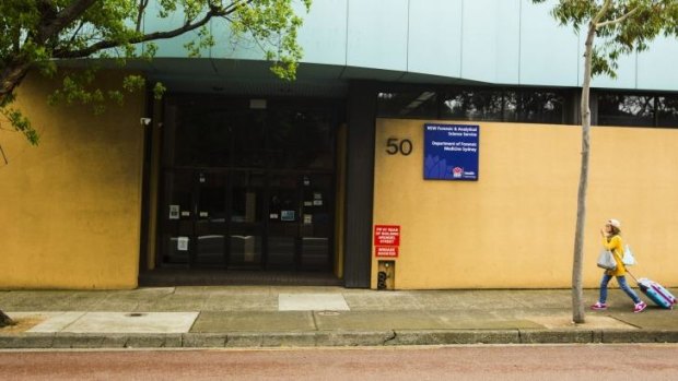 The front entrance to the Glebe morgue which was  flooded.