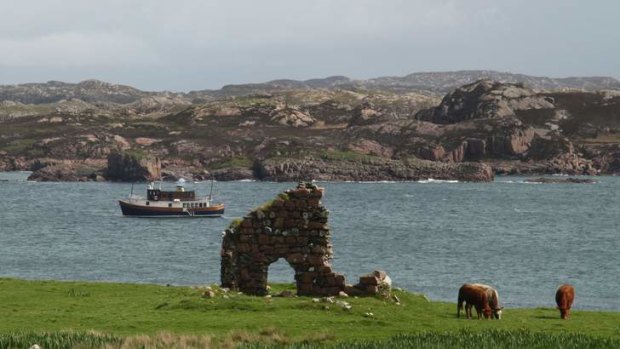 Hebrides highlights: Isle of Mull with the Glen Tarsan off Iona wharf.
