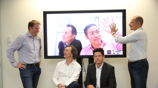 Fintech players Toby Heap, Aris Allegos (on screen) Andrew Lai (on screen), Alex Scandurra, Simon Cant (sitting left), and Andrew Corbett Jones are launching a new association. 