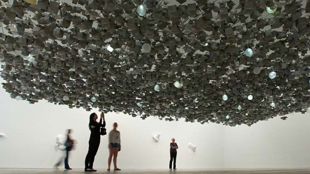 Connecting people &#8230; Pinaree Sanpitak's stormcloud-like installation, <em>Anything Can Break</em>, at the recently revamped MCA, triggered sounds as viewers moved underneath it.