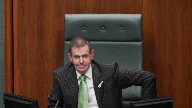 In the hot seat ... Peter Slipper after he was elected Speaker in Federal Parliament on Thursday.