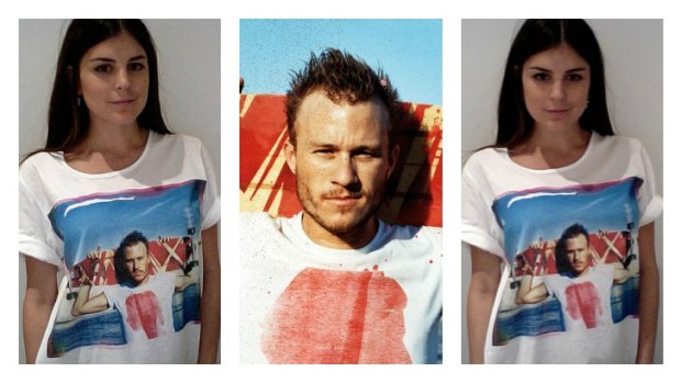 Heath Ledger's sister Nadia Rosa wearing the limited edition Commemorative T-Shirt.