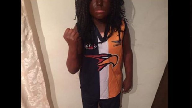 Book Week blackface: The boy dressed up as AFL footballer Nic Naitanui.