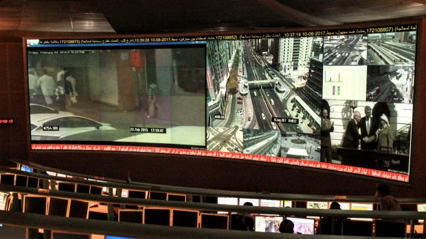 Central command control inside Dubai police headquarters.