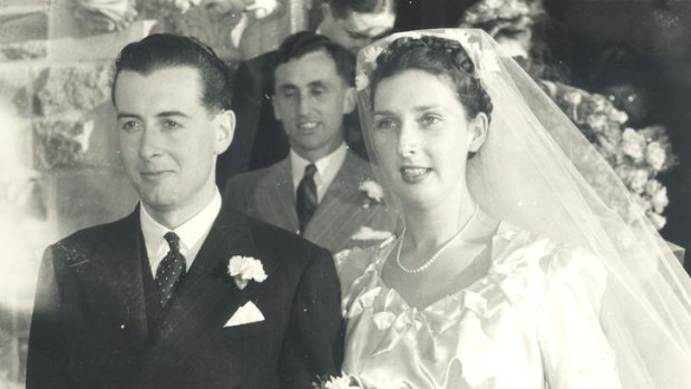 Happy day ... Margaret Dovey marrying Gough Whitlam in 1942.
