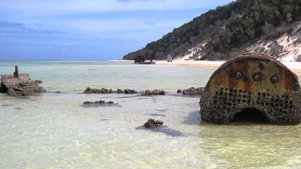 Wrecks of the Fairlight (at baack) and the Normanby on Moreton Island.