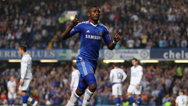 Salomon Kalou of Chelsea celebrates scoring the second goal against Birmingham City.