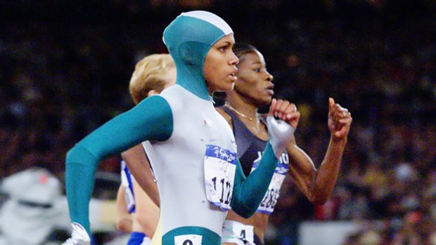 Cathy Freeman on her way to winning 400 metres gold at the 2000 Sydney Olympics.