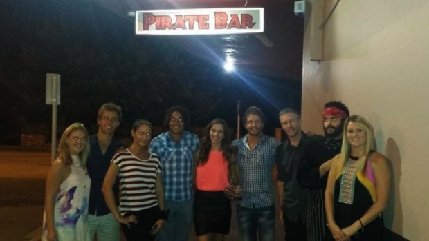 Fremantle's Tendai Mzungu (fourth from left) and Matt de Boer (second from left) were among a motley crew attending the Pirate Bar in Joondanna.