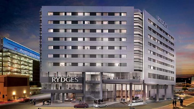 Spreading its wings &#8230; an artist's impression of the Rydges hotel to be built at Sydney Airport's international terminal.