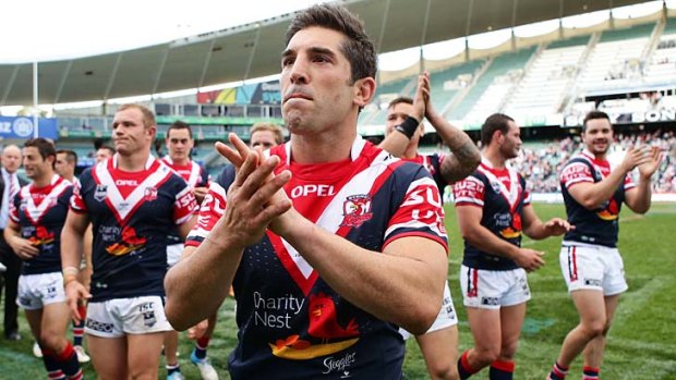 So long &#8230; captain Braith Anasta says goodbye to the fans at the end of his last home game for the Roosters.