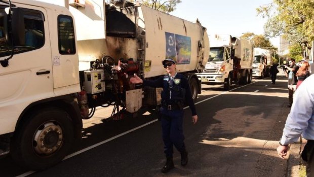Garbage trucks protest at the SBS program <i>Struggle Street</i>.