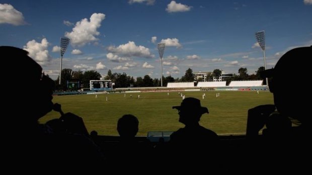 Fans watch day one of the Sheffield Shield final on Friday at Manuka Oval.