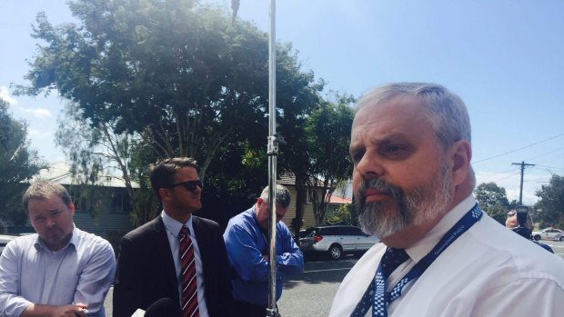 Acting Detective Superintendent Geoff Sheldon addresses the media after the discovery of a dead girl at Kedron.
