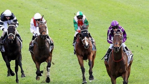 Out in front: Glyn Schofield guides Boban to score in last year's Epsom.