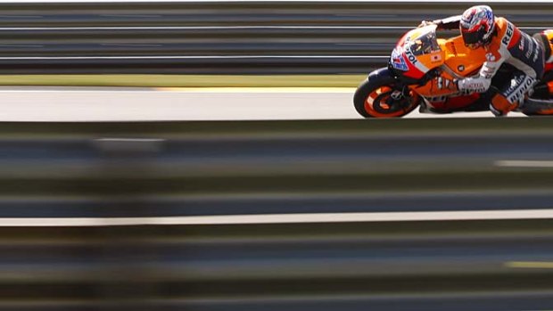 Sharp curve: Australian Casey Stoner in practice for the German MotoGP.