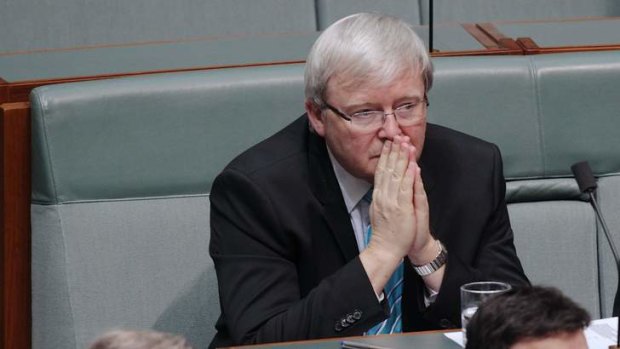 Labor MP Kevin Rudd during Question Time at Parliament House in Canberra.