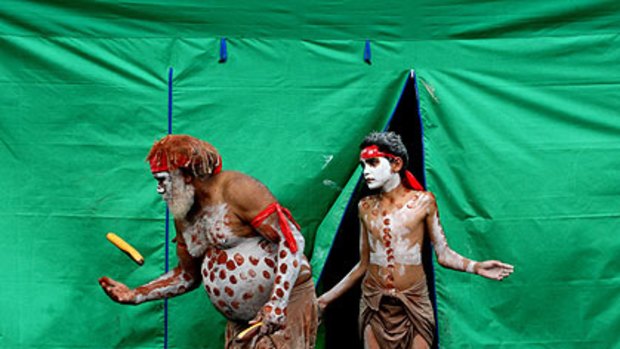 Smoked and ochred... clans from around NSW are participating in the first corroboree in the area in 71 years. Word went out on Twitter and there are live radio broadcasts.