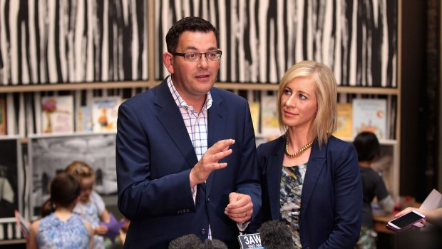 Daniel Andrews with his wife Catherine Andrews in the state library.