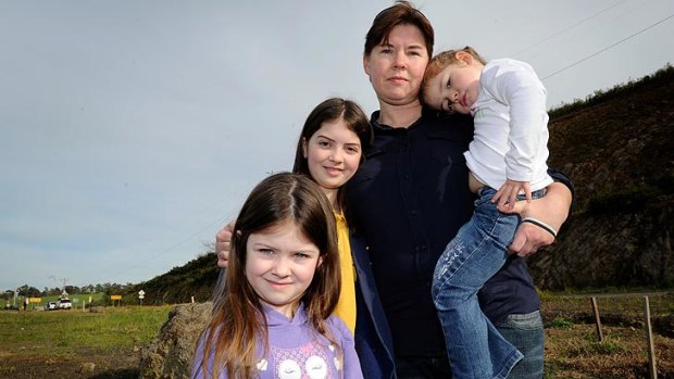 Naomi Robertson with three of her four children (left to right)  Maddie, 5, April, 10 and Lily, 3. Her eldest daughter Jaymee is in year 7.