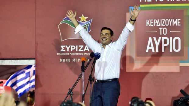 Alexis Tsipras address supporters in Athens after winning the general election. 