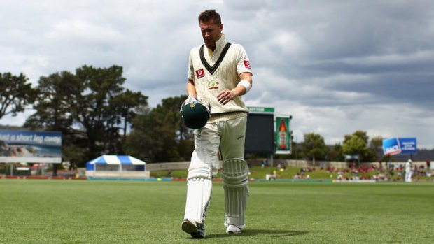 Michael Clarke of Australia leaves the field retired hurt during day four of the First Test match against Sri Lanka.