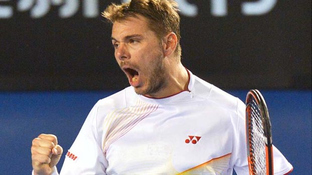 Wawrinka wins a point in the fourth set.