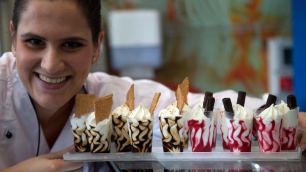 Melting moments: Adrianna, of Honduras, with her creations at the Carpigiani Gelato University in Anzola dell'Emilia, Bologna.