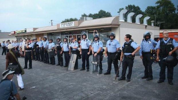 Police were deployed to keep peace in Ferguson.