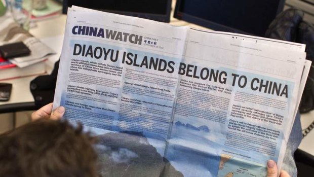 A double page advertisement regarding the territorial dispute between China and Japan over the uninhabited group of islands in the East China Sea - known as the Senkaku in Japan and Diaoyu in China.