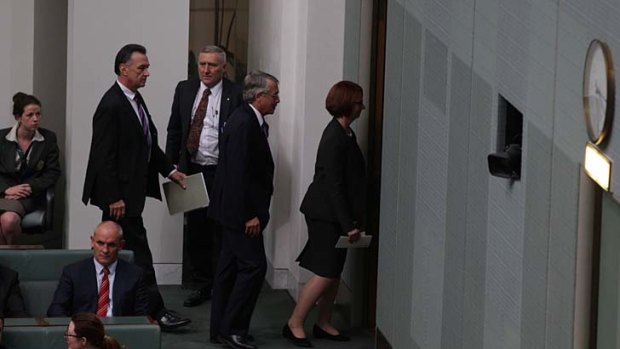 New backbenchers: Wayne Swan and Julia Gillard leave the House of Representatives on Thursday, probably for the last time, in Gillard's case.