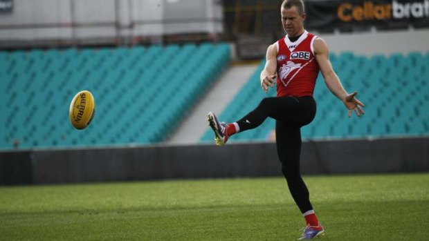 Up for it: Ryan O'Keefe goes through his paces at training.