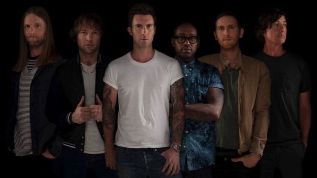 Adam Levine (centre) and bandmates presented a Maroon medley in Sydney.