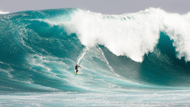 The big time … Mark Visser surfs an 11-metre wave at Cow Bombie, off the West Australian town of Gracetown, in 2009.