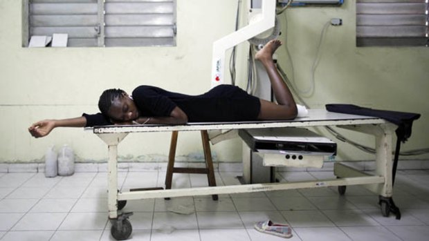 Fabienne Jean in the radiology department of the General Hospital in Port-au-Prince.