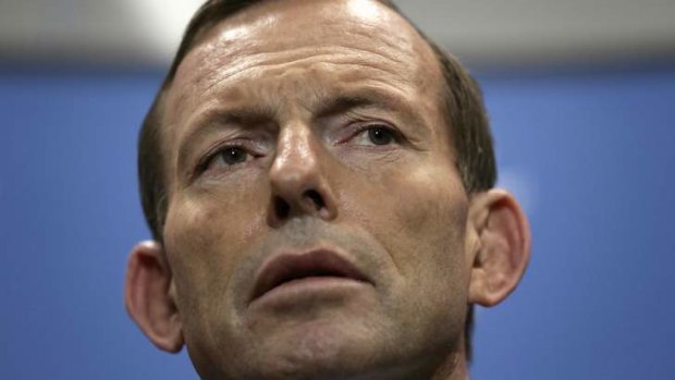 Opposition Leader Tony Abbott addresses the media during his visit to Headspace in Sunshine, Victoria.