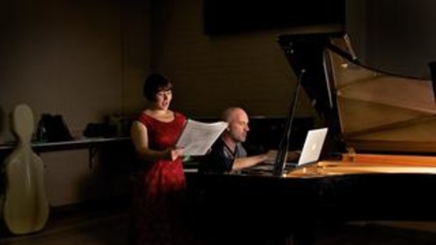Soprano Jessica Aszodi and composer David Chisholm put the final touches to <i>Kursk: An Oratorio Requiem</i>.