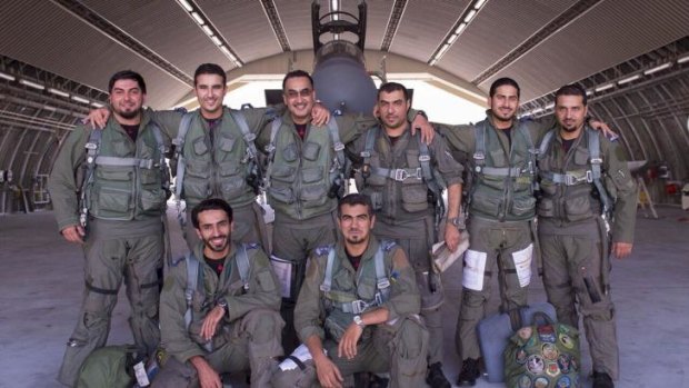 Saudi Arabian air force pilots take part in a strike mission against Islamic State targets in Syria.