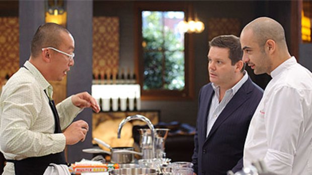 Not going well ... Gary Mehigan and Zumbo check on Alvin's progress.